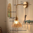 Helnys Nordic Modern Pull Chain Copper Flower Glass LED Wall Lights - Bedroom Balcony Wandlamp