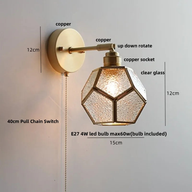 Helnys Copper Lampshade LED Wall Light - Modern Nordic Bedroom Balcony Up Down Lamp