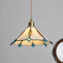 Helnys Copper LED Glass Pendant Lights Tiffany Style Dining Room Fixtures