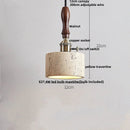 Helnys Yellow Travertine LED Pendant Light - Nordic Modern Wood Hanging Lamp