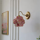 Helnys Pink Glass LED Wall Light Fixture for Home Decor and Bedside Lamp