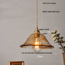 Helnys Wood Amber Glass LED Pendant Light Fixture - Nordic Modern Hanging Lamp