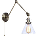 Helnys Industrial Vintage Swing Arm LED Lamp with Pull Chain Switch