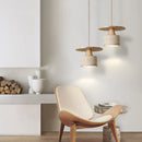 Helnys Yellow Travertine LED Pendant Lamp Natural Wood Hanging Lights