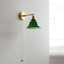 Helnys Green Loft LED Wall Light Fixture Glass Rotate Vintage Pull Chain Switch