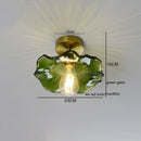 Helnys Green Glass Copper LED Ceiling Lights for Home Lighting in Bedroom Corridor Balcony