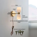 Helnys LED Wall Lamps 2 Heads White Glass Stair Light Pull Chain Switch