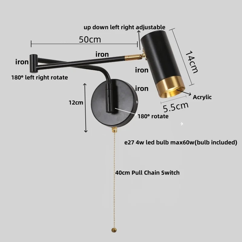 Helnys Acrylic Iron LED Wall Lamp Modern Dining Room Fixture