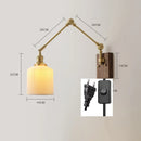 Helnys Copper Swing Arm LED Wall Light with Pull Chain Switch and Walnut Canopy