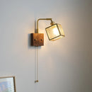 Helnys Cube Glass LED Wall Lights with Pull Chain Switch for Modern Decor