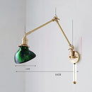 Helnys Ceramic Copper LED Wall Lamp, Adjustable Swing Arm Wall Light