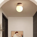Helnys Round White Glass LED Ceiling Light - Modern Nordic Yellow Stone Lamp