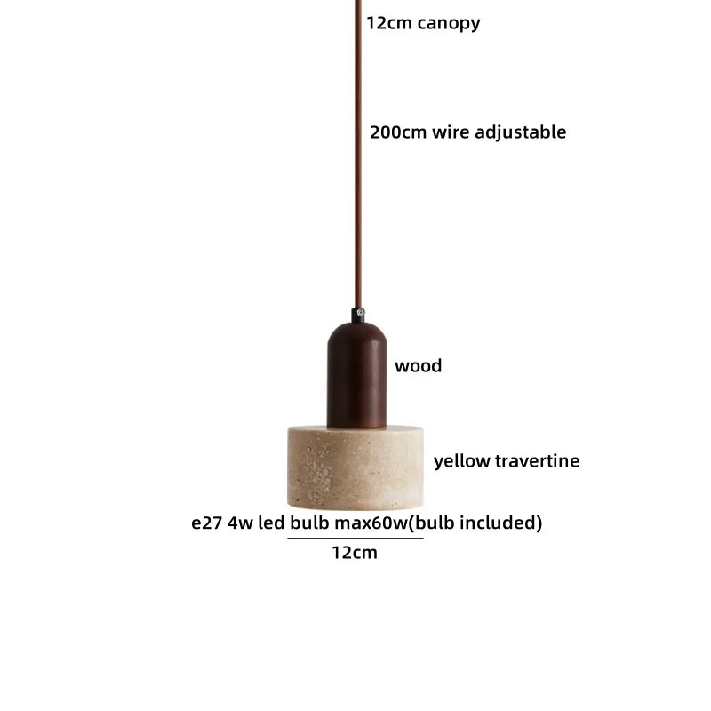 Helnys Yellow Travertine LED Pendant Lamp, Modern Nordic Hanging Lights.