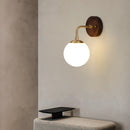 Helnys Glass Wall Light Fixture Modern Nordic Walnut Wood Lamparas
