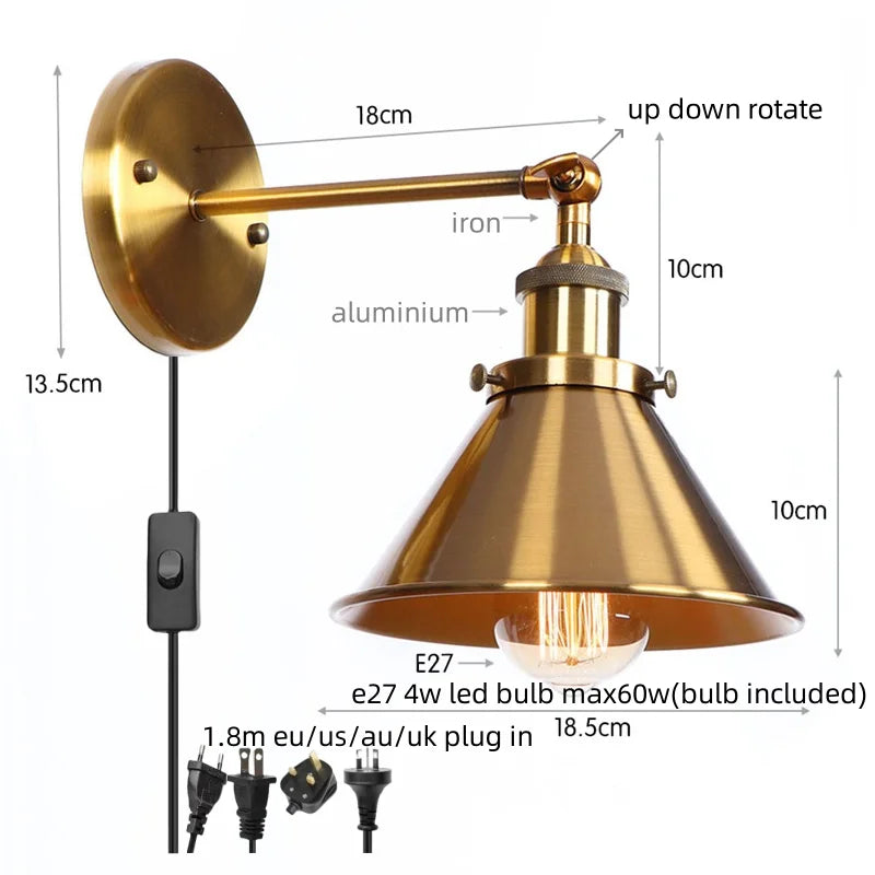 Helnys Industrial LED Wall Lamps for Bathroom Mirror Stair Light Dinning Room Home Decor