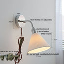 Helnys White Ceramic LED Wall Light Adjustable Modern Pull Chain Switch Bedside Lamp