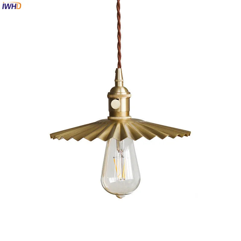 Helnys Nordic Copper LED Pendant Light with Knob Switch - Modern Hanging Lamp