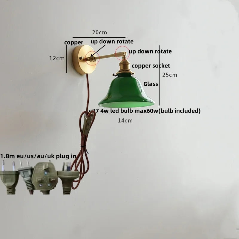 Helnys Modern Clear Glass Wall Lights with Pull Chain Switch