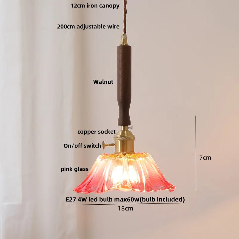 Helnys White Ceramic LED Pendant Light with Walnut Wood Detail - Nordic Modern Design