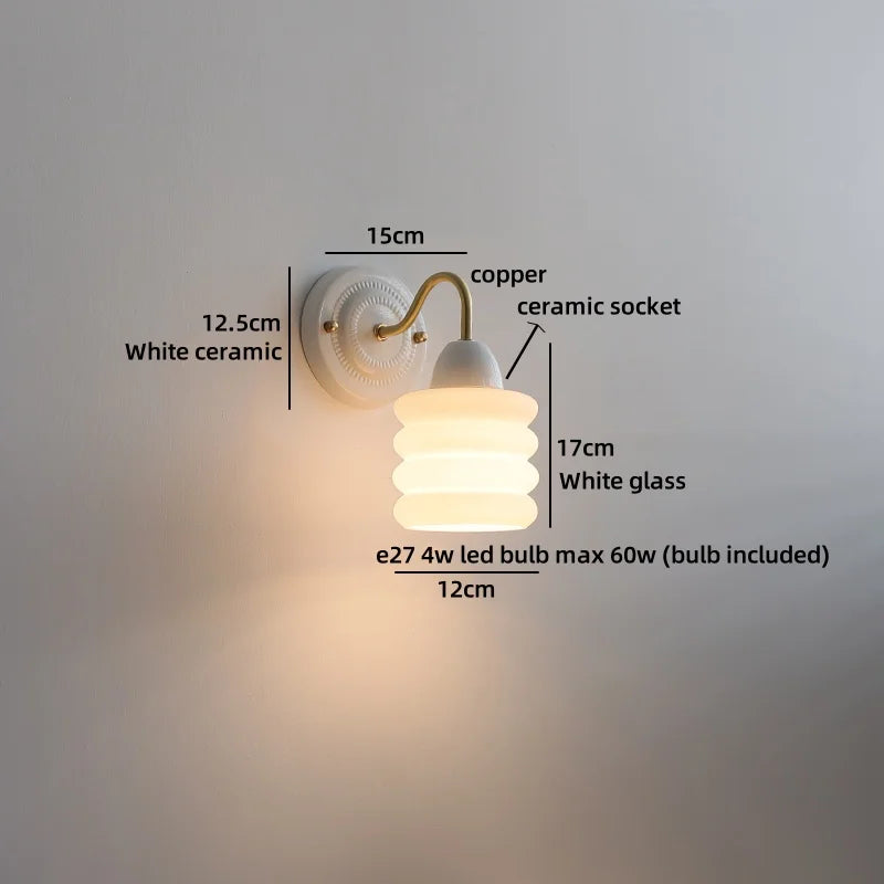 Helnys Ceramic Glass LED Wall Light Mirror for Bathroom and Bedroom