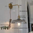 Helnys Amber Vintage LED Glass Wall Light Fixture with Pull Chain Switch