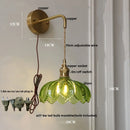 Helnys LED Wall Lights with Pull Chain Switch and Clear Glass Up Down Rotate Copper Finish