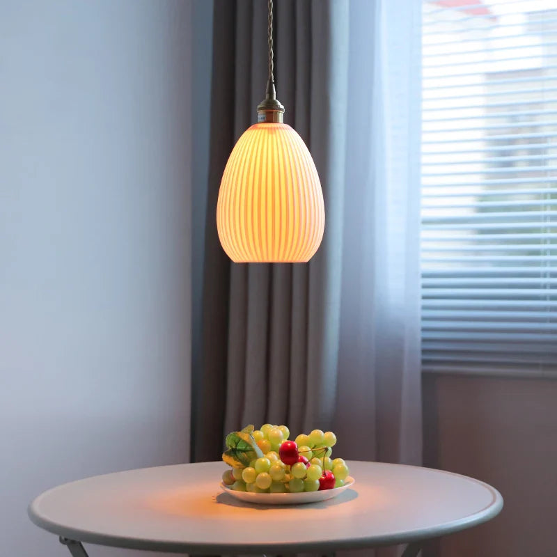 Helnys Ceramic Iron Japan Style LED Pendant Light Fixture