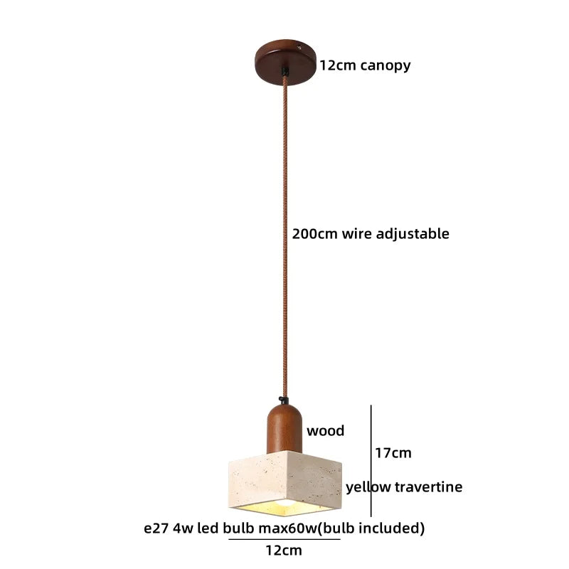 Helnys Yellow Stone LED Pendant Light, Japanese Style Hanging Lights