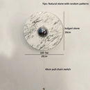 Helnys Round Bulgari Stone Shade Pull Chain Switch LED Wall Lamp for Luxury Living Room