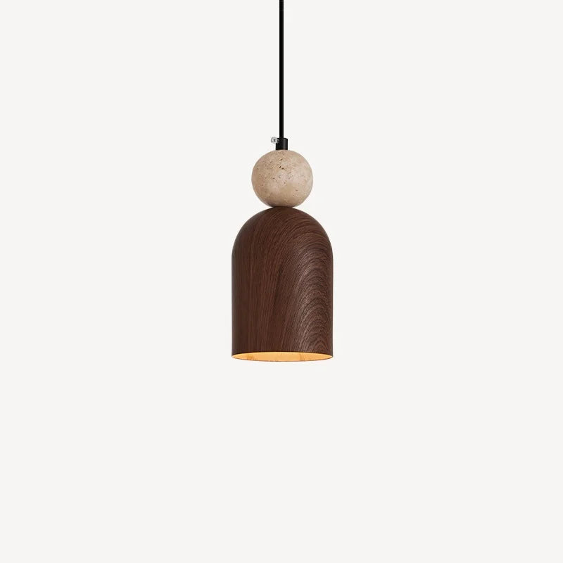 Helnys Wood Stone LED Pendant Light - Adjustable Nordic Modern Hanging Lamp