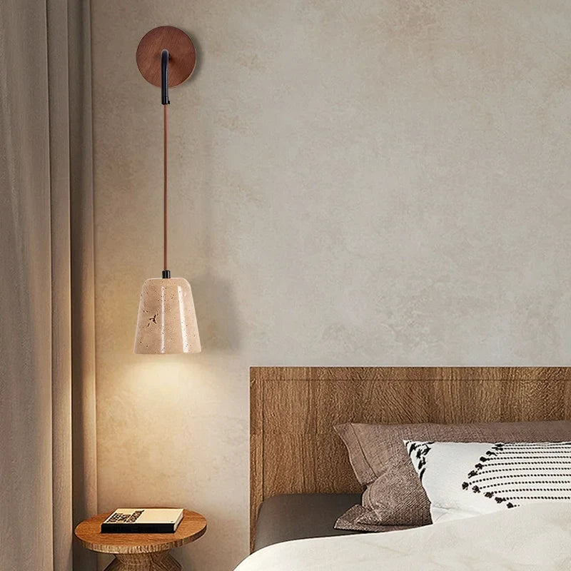 Helnys LED Wall Lamp Yellow Travertine Stone Nordic Modern Stair Light