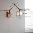 Helnys Modern LED Wall Lamp Glass Pull Chain Switch Rotatable Swing Arms Fixtures