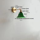 Helnys Green Loft LED Wall Light Fixture Glass Rotate Vintage Pull Chain Switch