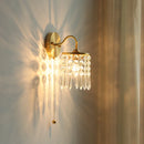 Helnys Vintage Crystal Wall Lights Pull Chain Switch - Luxury Copper Stair Light