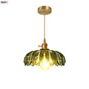 Helnys Vintage Green Glass LED Pendant Lights - Loft Style Industrial Hanging Lamp