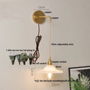 Helnys Glass LED Wall Light Fixture with Adjustable Wire, Pull Chain Switch, Vintage Design