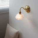 Helnys Glass Brass LED Wall Light with Clear Flower Shade