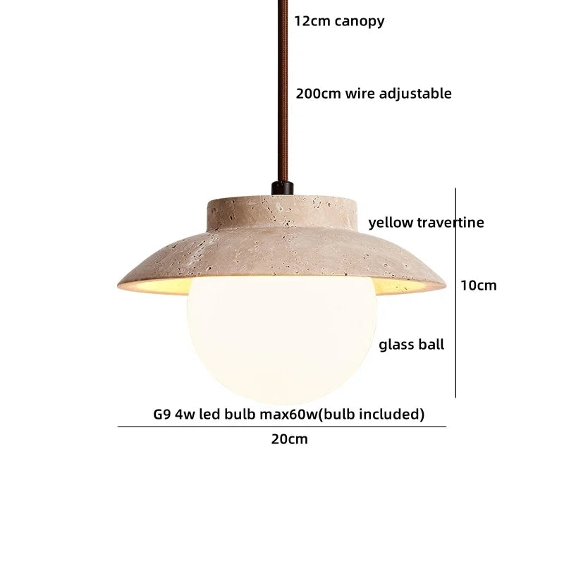 Helnys Yellow Travertine LED Pendant Light - Nordic Modern Hanging Lamp
