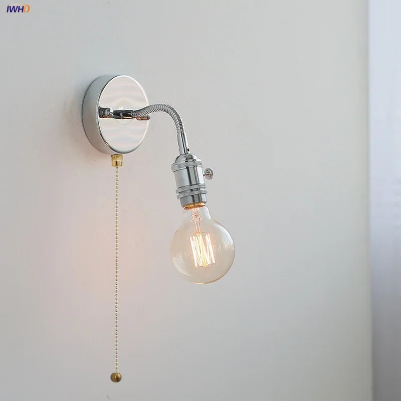 Helnys LED Wall Sconce with Pull Chain Switch and Flexible Arm