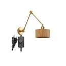 Helnys Copper Swing Arm Wood LED Wall Lamp with Pull Chain Switch
