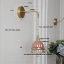 Helnys Amber Glass LED Wall Light with Pull Chain Switch