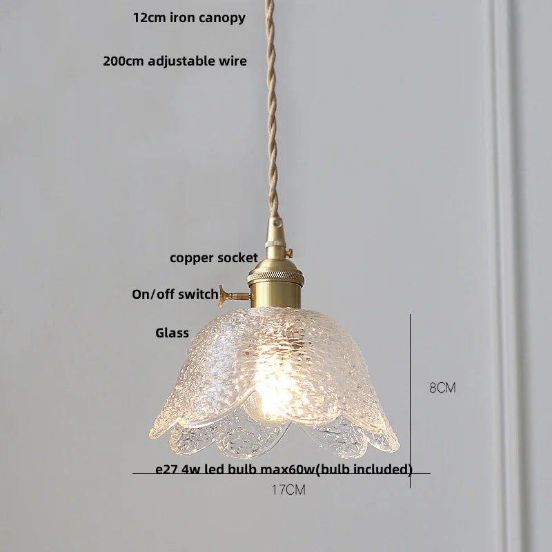 Helnys Nordic Flower Glass LED Pendant Lights for Dining Living Kitchen Room