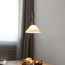 Helnys White Glass LED Pendant Light Fixture Nordic Modern Wood Ash Hanging Lamp