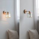 Helnys Square Glass LED Wall Light with Pull Wire Switch & Night Bedside Lamp