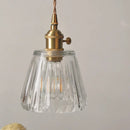 Helnys Clear Glass LED Pendant Light Fixture with Copper Knob Switch
