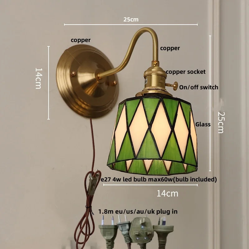 Helnys Cube LED Wall Sconce Copper Glass E27 Vanity Light