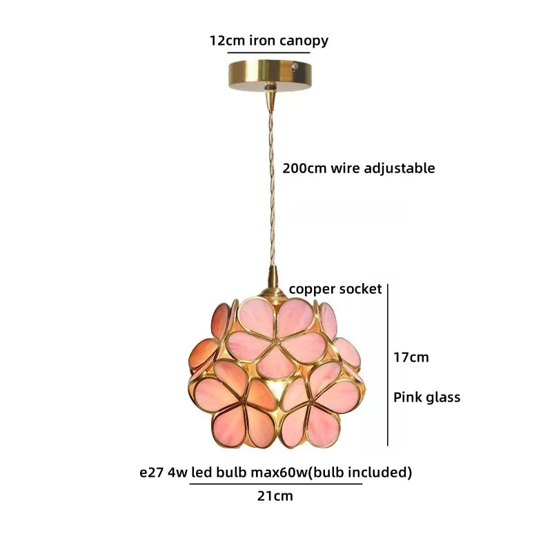 Helnys Pink Glass Petal LED Pendant Lamp for Modern Interior Decoration
