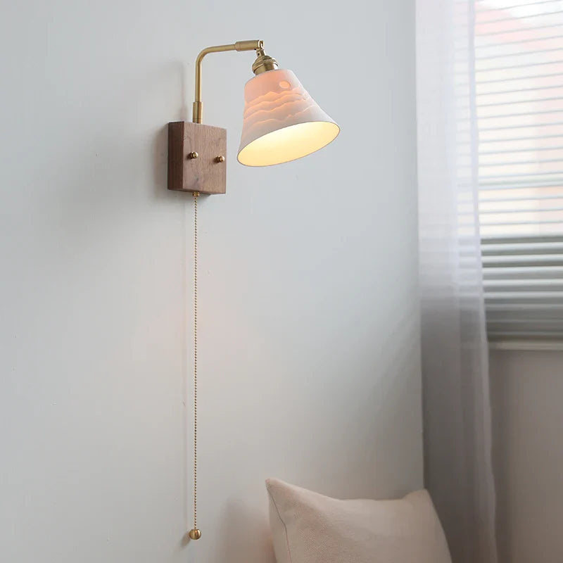 Helnys LED Ceramic Wall Light Fixture Modern Nordic Decor Bedside Lamp