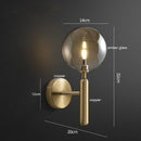 Helnys Copper LED Wall Sconce Amber Glass Ball Modern Applique Murale