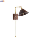 Helnys Walnut Wood LED Wall Sconce with Pull Chain Switch